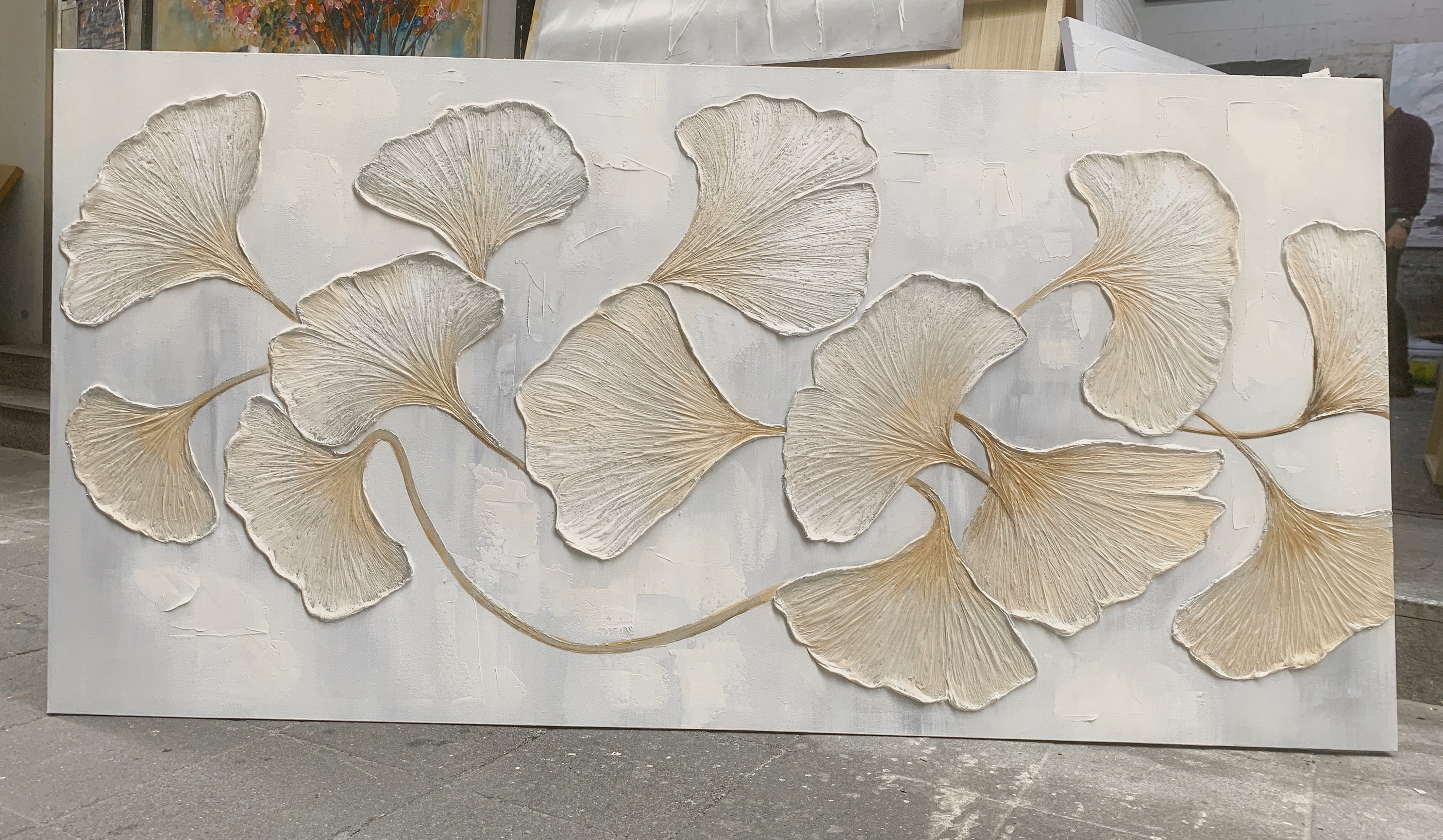Golden Ginkgo-Yellow & Grey Spatial Field-AURA093