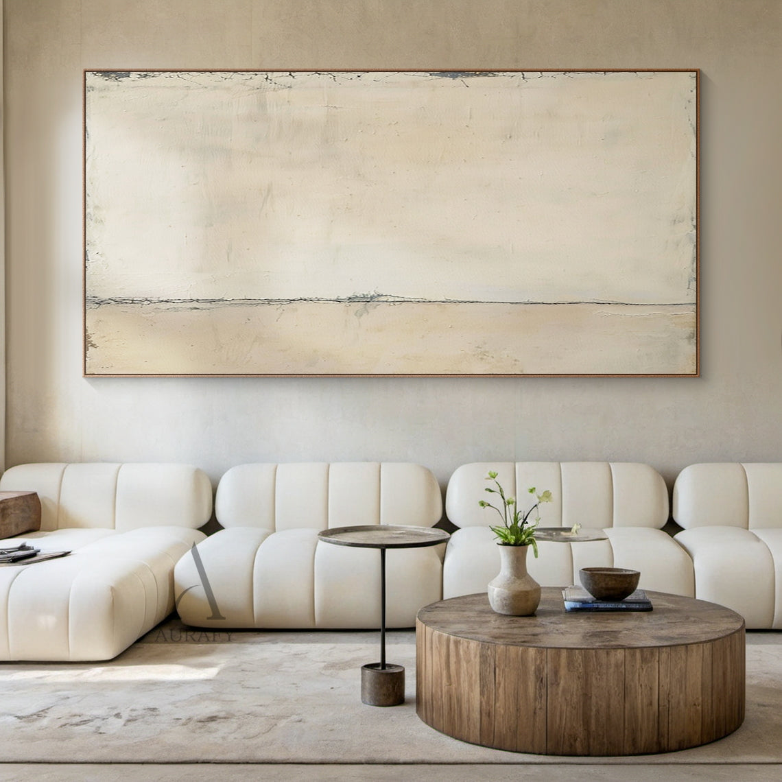 Minimalist Beige Horizon Wall Art - AURA700