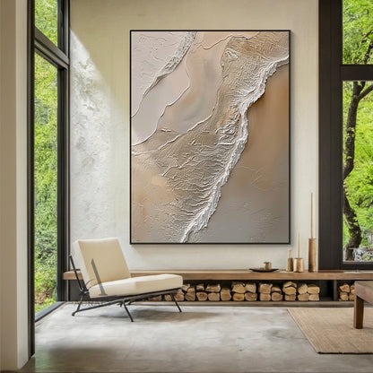 Ocean Brown Abstract Impasto Art Tactile Sculpted Canvas High-Relief Texture Modern Organic Piece AURA433
