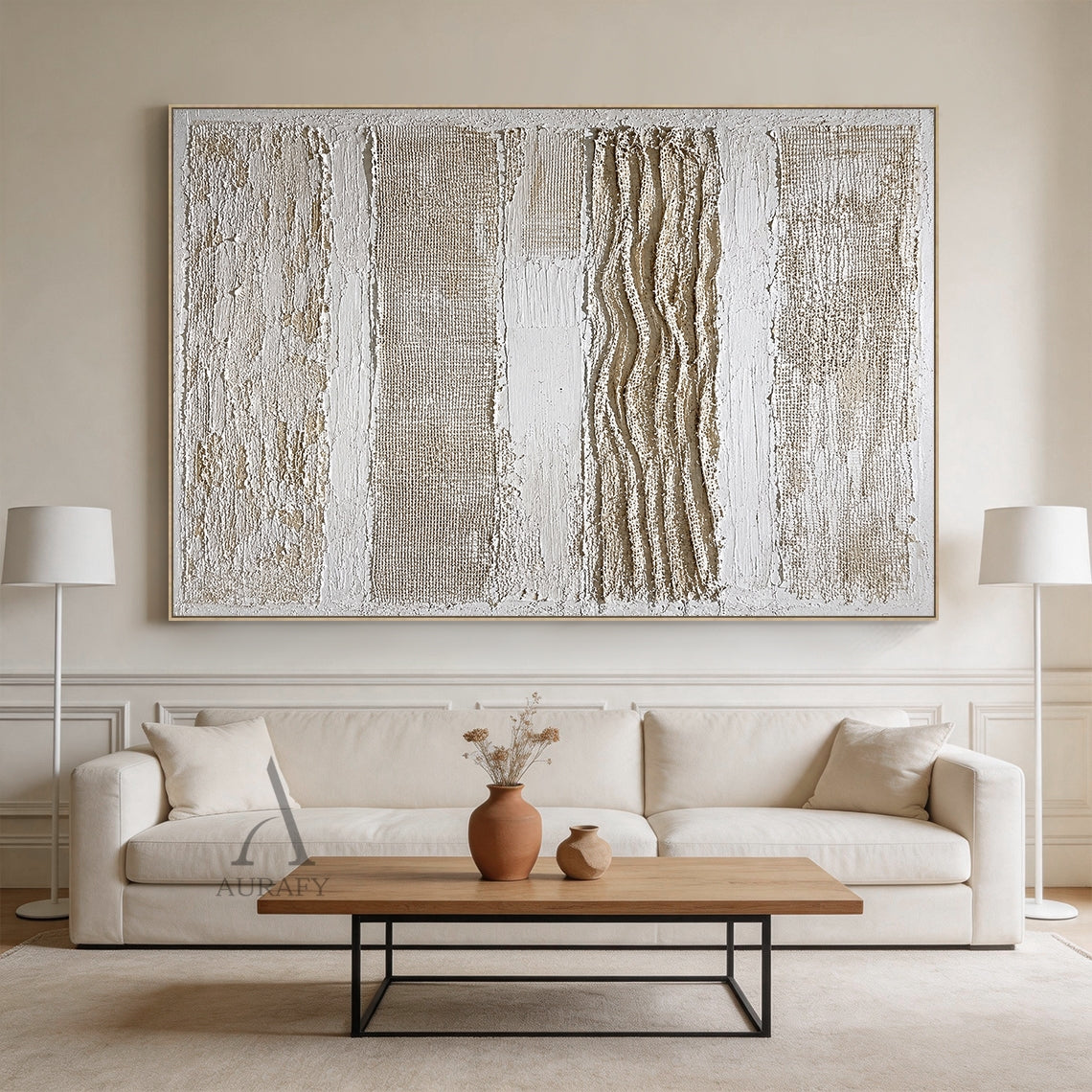 Woven Relief, Beige and Brown Mixed-Media Textured Wall Art AURA855
