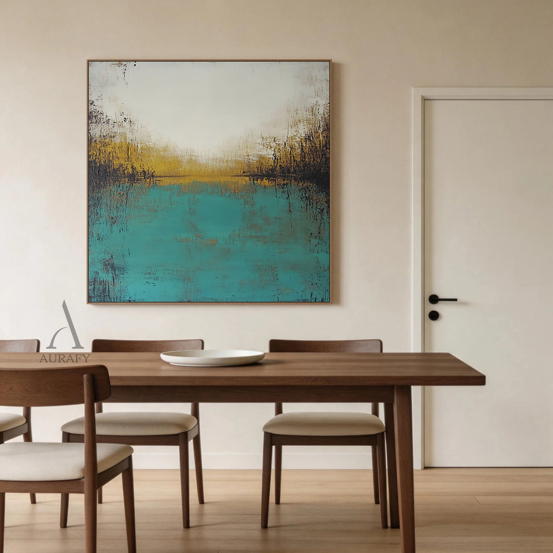 Modern General Abstract Green Beige Wall Art for Home Decor AURA395