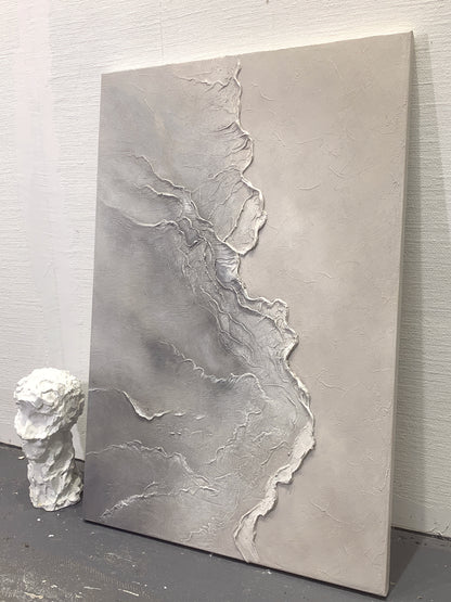 Quiet Tide-Gray Waves & Sky Minimalist Art-AURA117