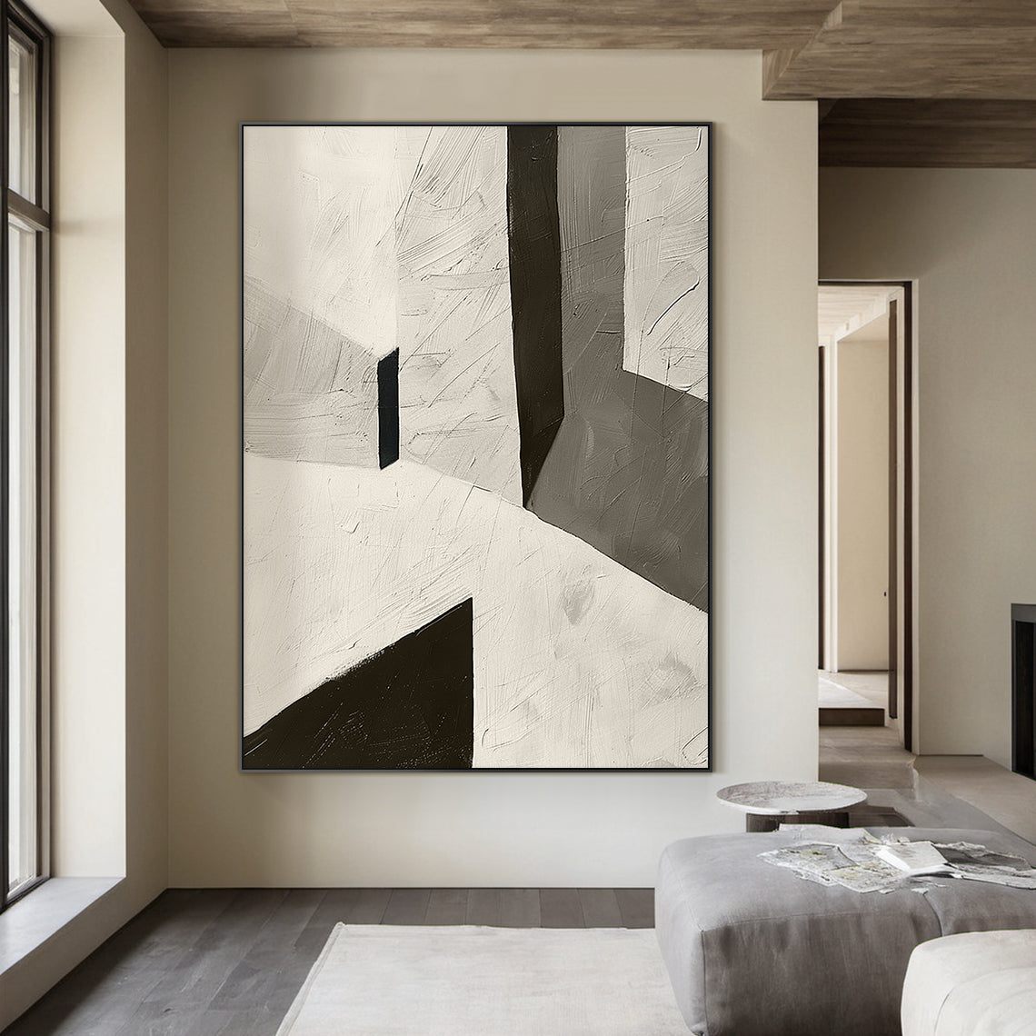 Silent Geometry-Black & Beige Spatial Field-AURA107