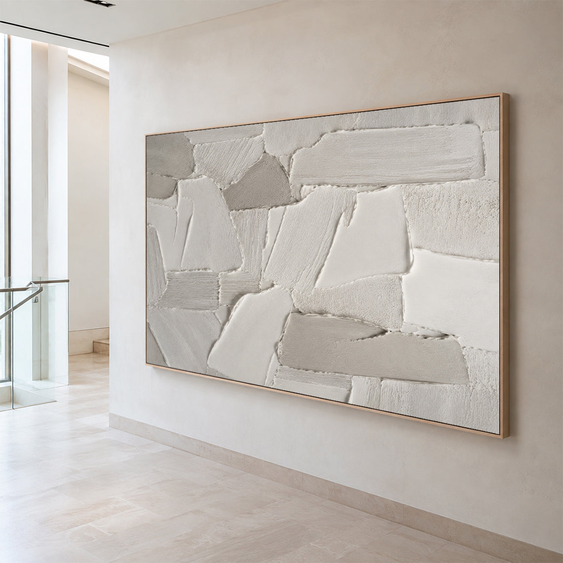 Gray 3D Textured Plaster Painting Japandi Wabi-Sabi Knife Stroke Tactile Abstract Minimalist Luxe Wall Decor AURA764