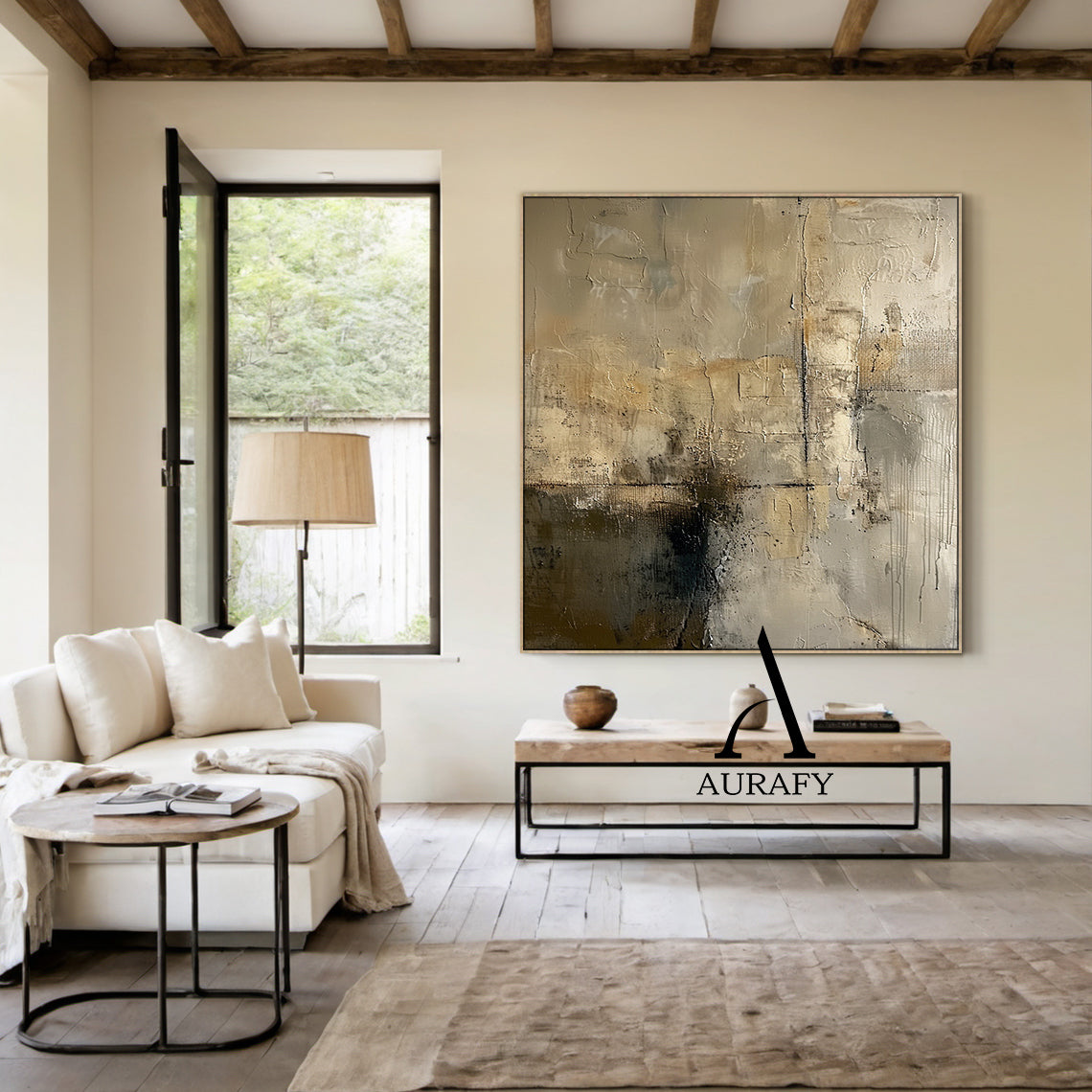 Wabi Sabi Gray Abstract Plaster Textured Art with Rough Crackled Layered Tactile Surfaces AURA558