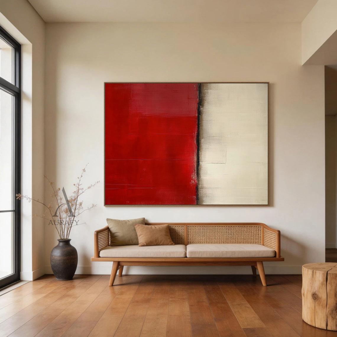 Abstract Red Beige Wall Art Modern Living Room Home Decor AURA384