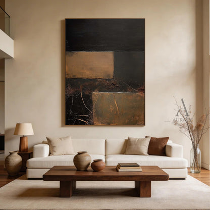 General Abstract Black Brown Wall Art Modern Home Decor Piece AURA389