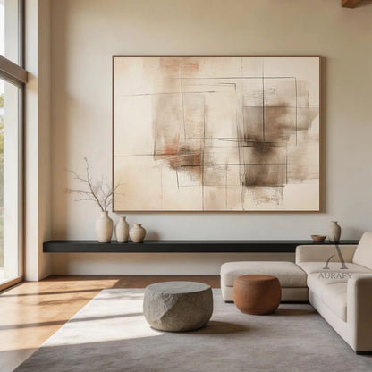 Beige General Abstract Wall Art for Home Living Room Decor AURA376