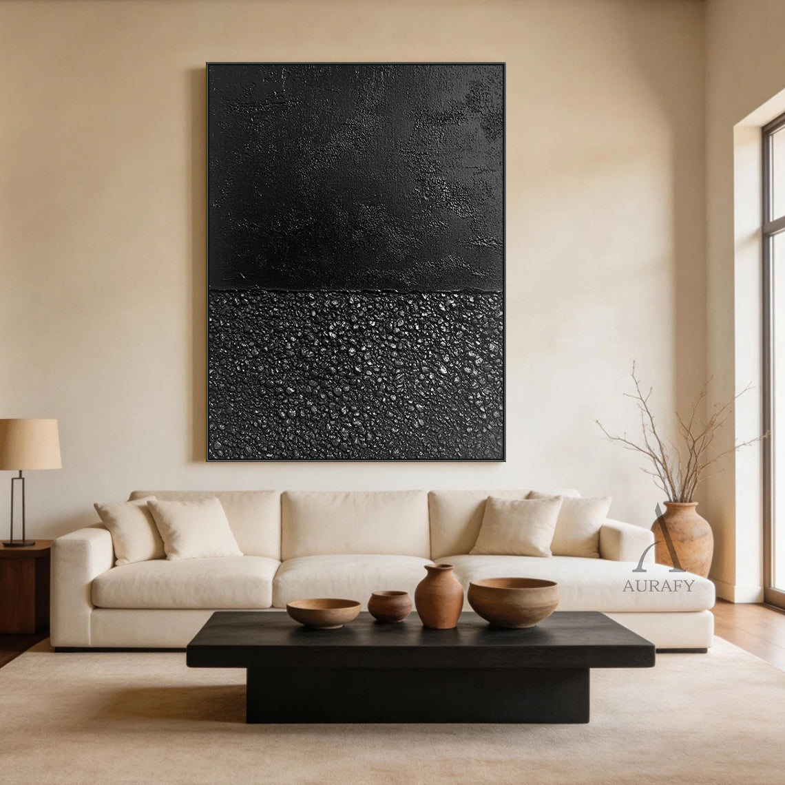 Black General Abstract Wall Art for Modern Living Room Decor AURA388