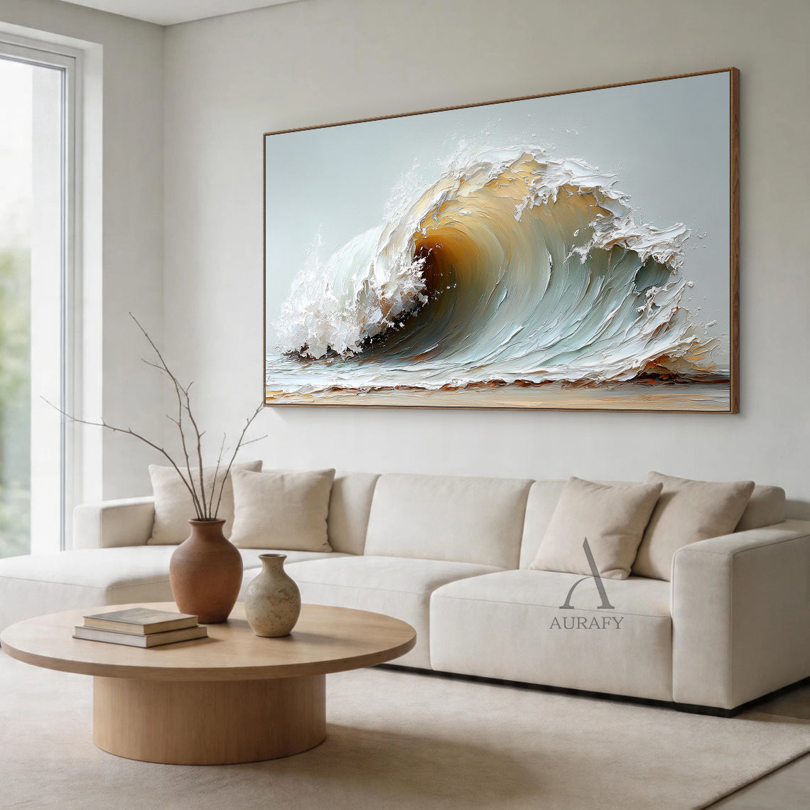 Beige 3D Textured Painting Modern Wall Art for Home Decor AURA401