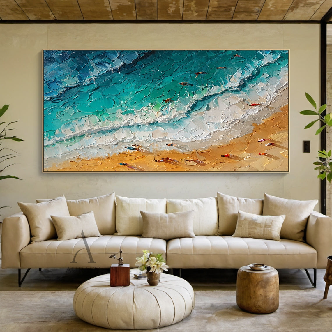 Turquoise Beach Shoreline Wall Art - AURA676