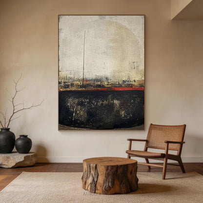 WABI SABI Beige Black Minimalist Home Decor for Living Room AURA302