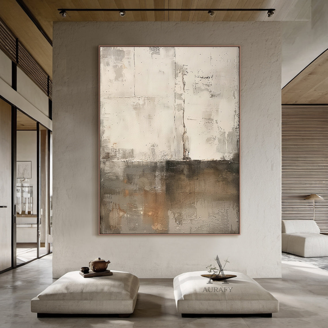 Beige General Abstract Wall Art for Modern Living Room Decor AURA287