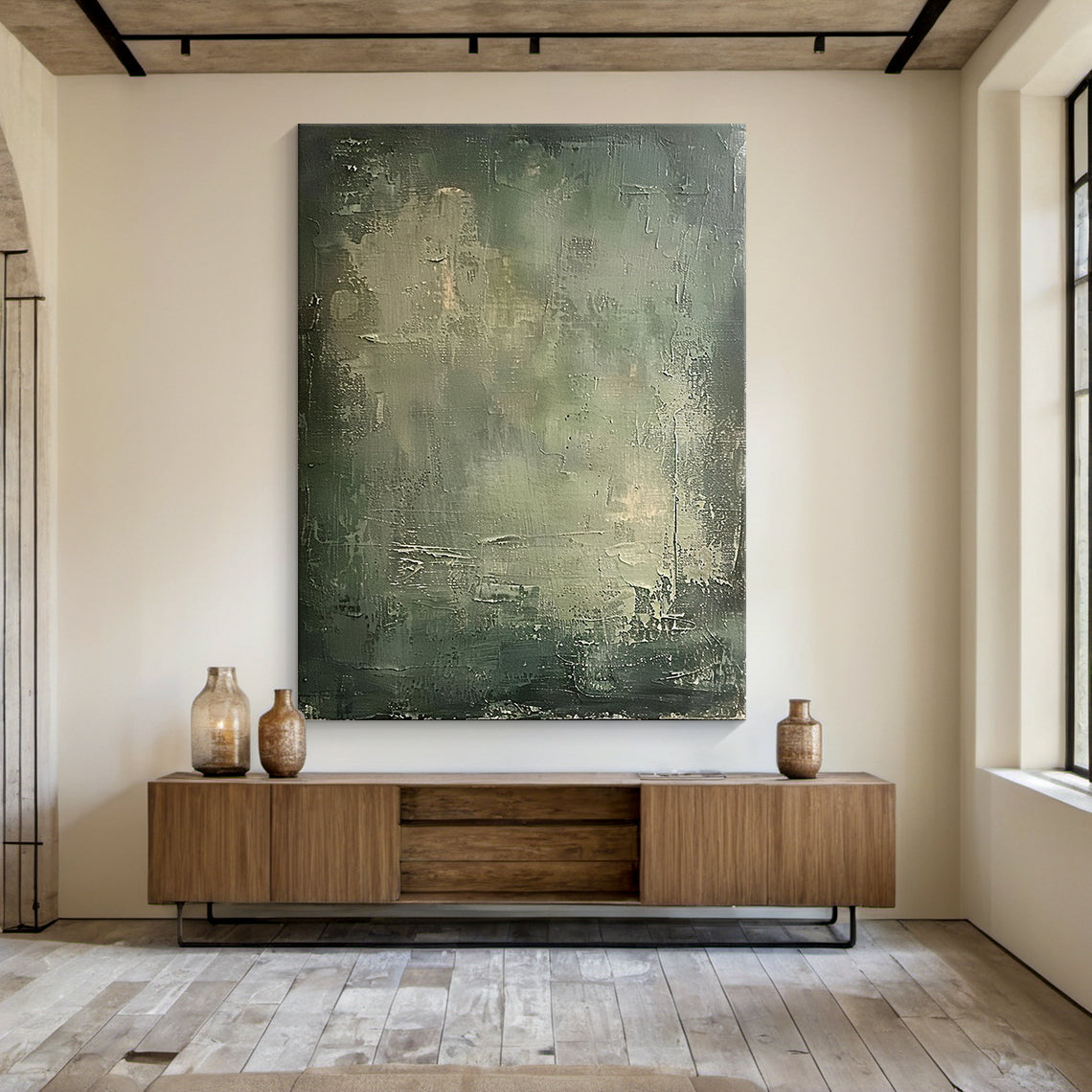 Verdant Stillness-Green 3D Textured-AURA081