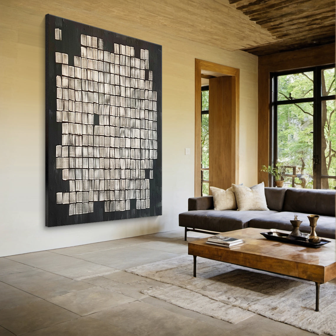 Wabi Sabi Style Black Beige Rustic Home Decor Accent Piece AURA280