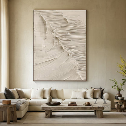 Beige 3D Textured Painting Modern Home Living Room Wall Art AURA283