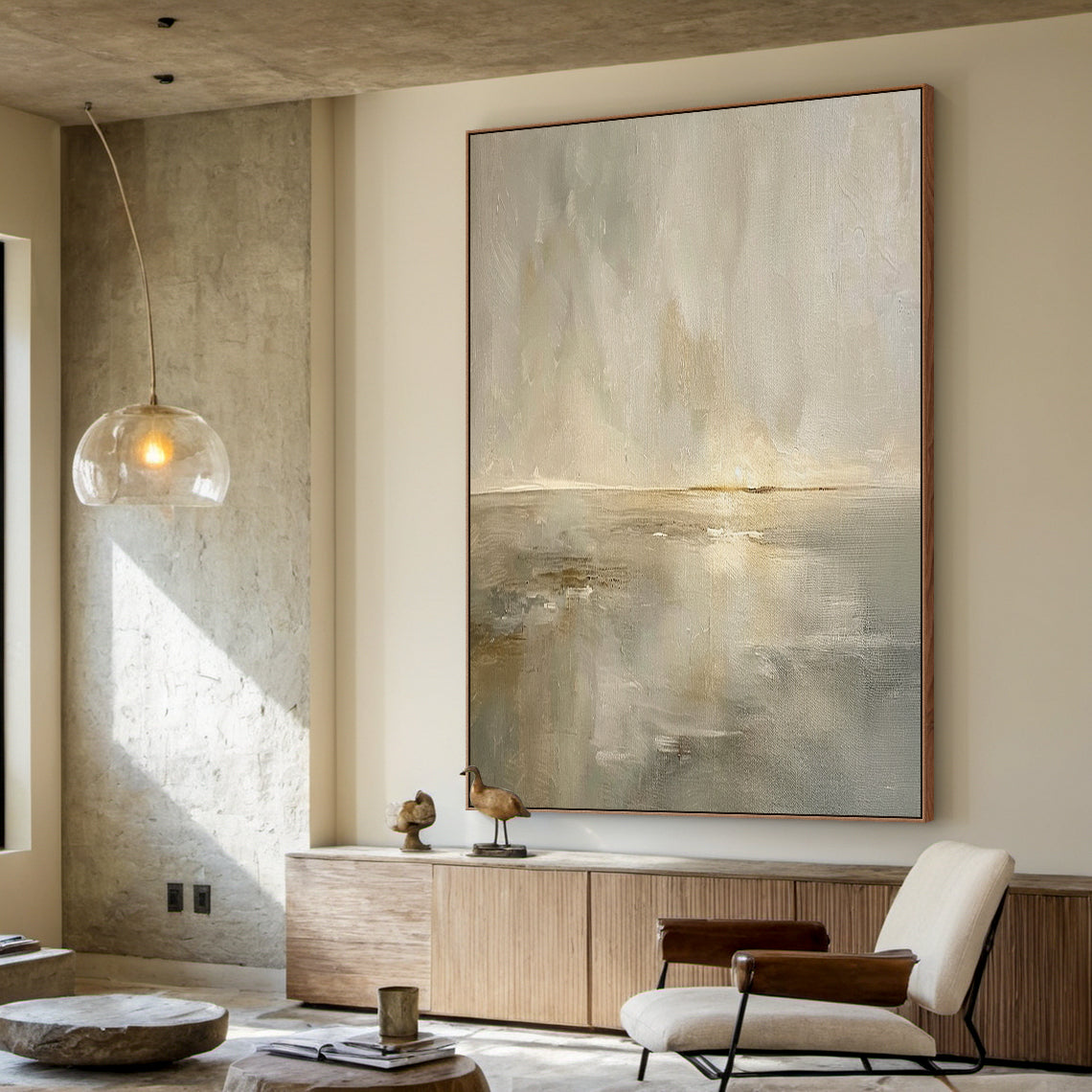Quiet Horizon-Beige Abstract Field-AURA105
