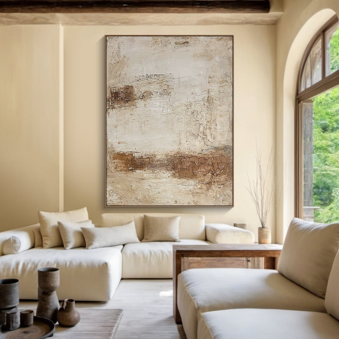 Earthbound Silence-Beige & Brown Wabi-Sabi Art-AURA073