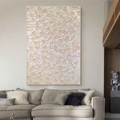 Petal Drift-Beige & Pink 3D Textured-AURA066