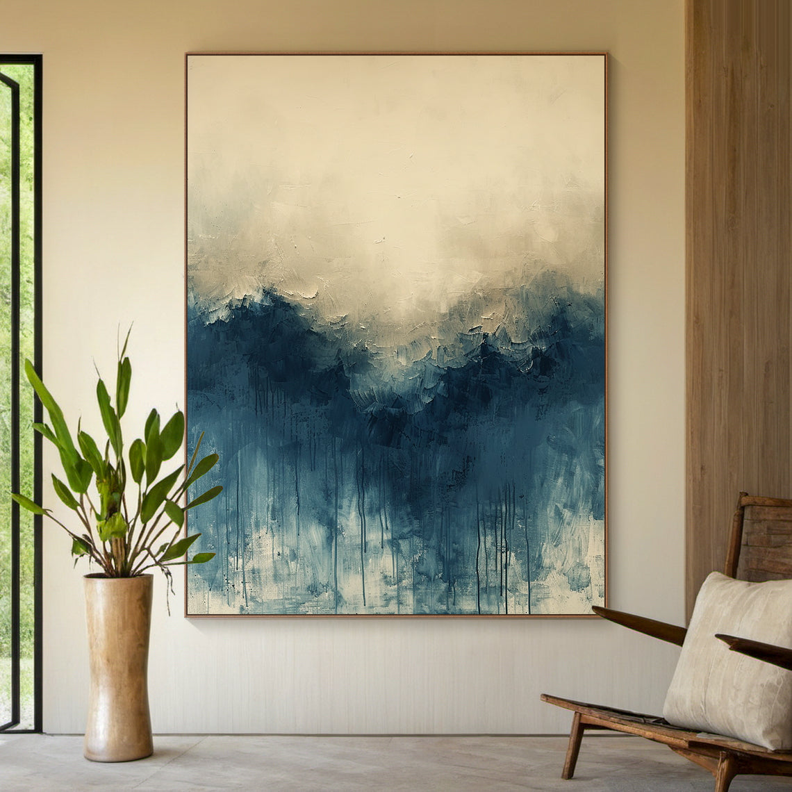 Soft Horizon-Blue & Beige Minimalist Abstract Field-AURA138