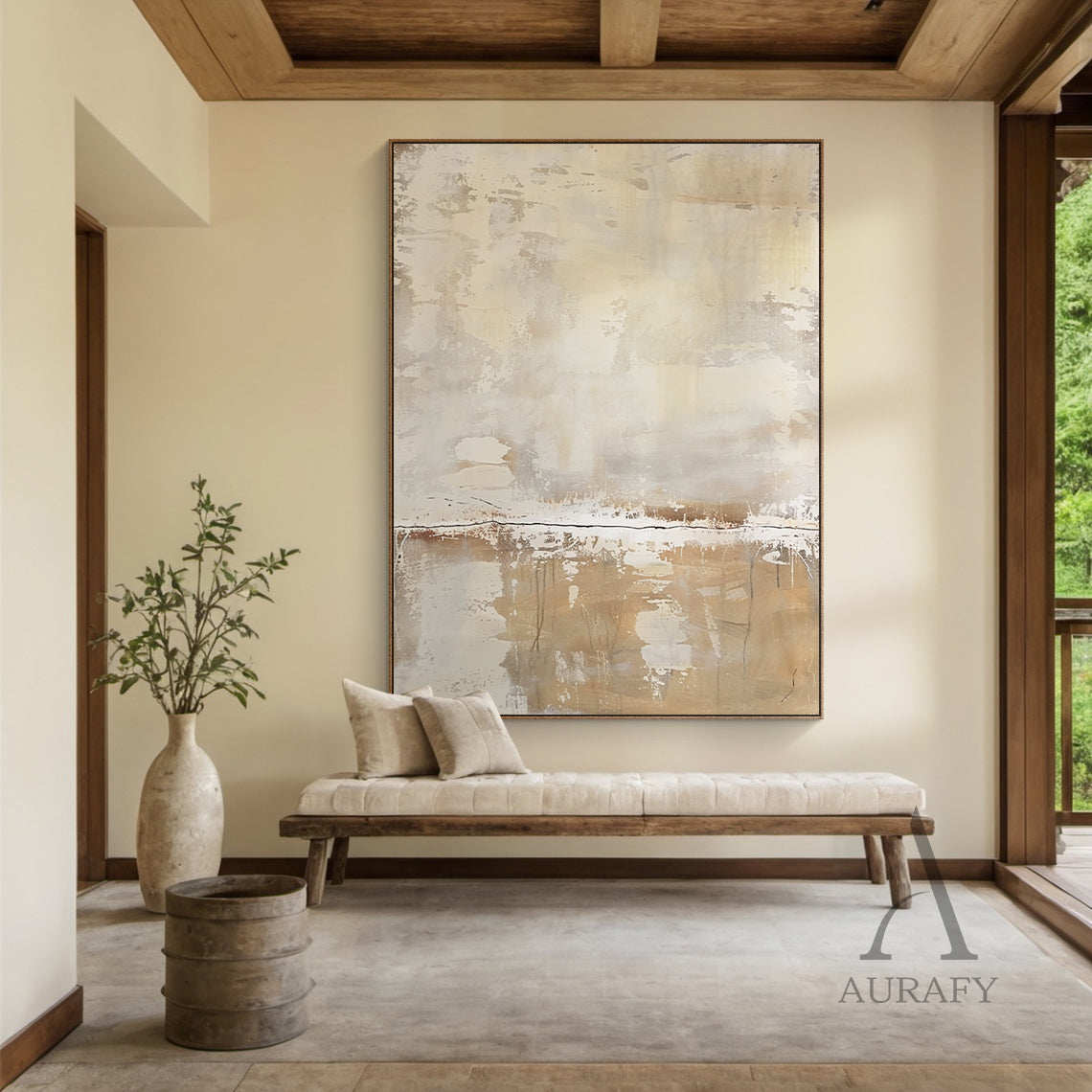 Beige General Abstract Wall Art for Modern Living Room Decor AURA290