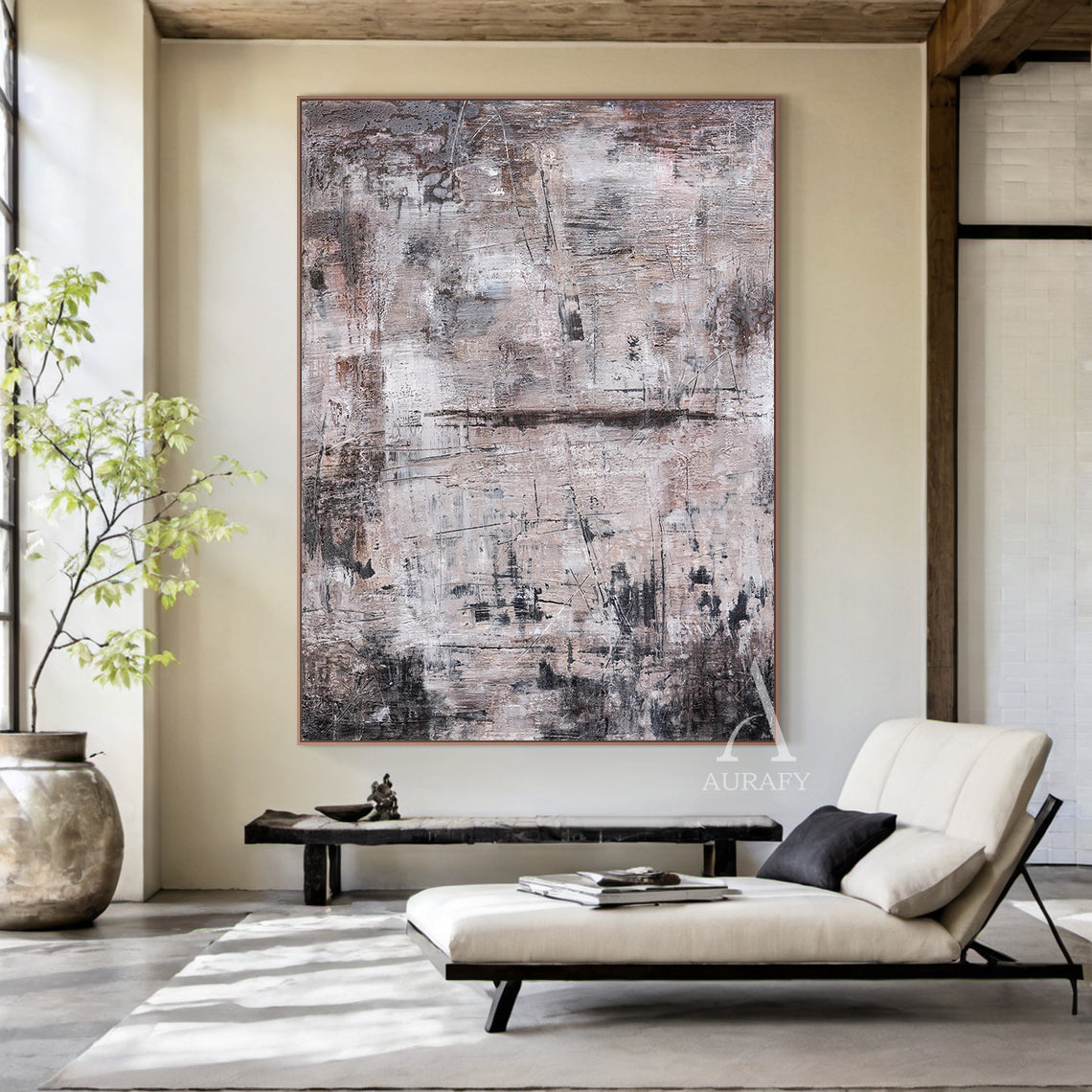 General Abstract Black Gray Wall Art for Living Room Decor AURA255