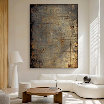 Wabi Sabi Brown Tactile Weathered Aged Artwork with Scratch Marks Rustic Finish AURA585