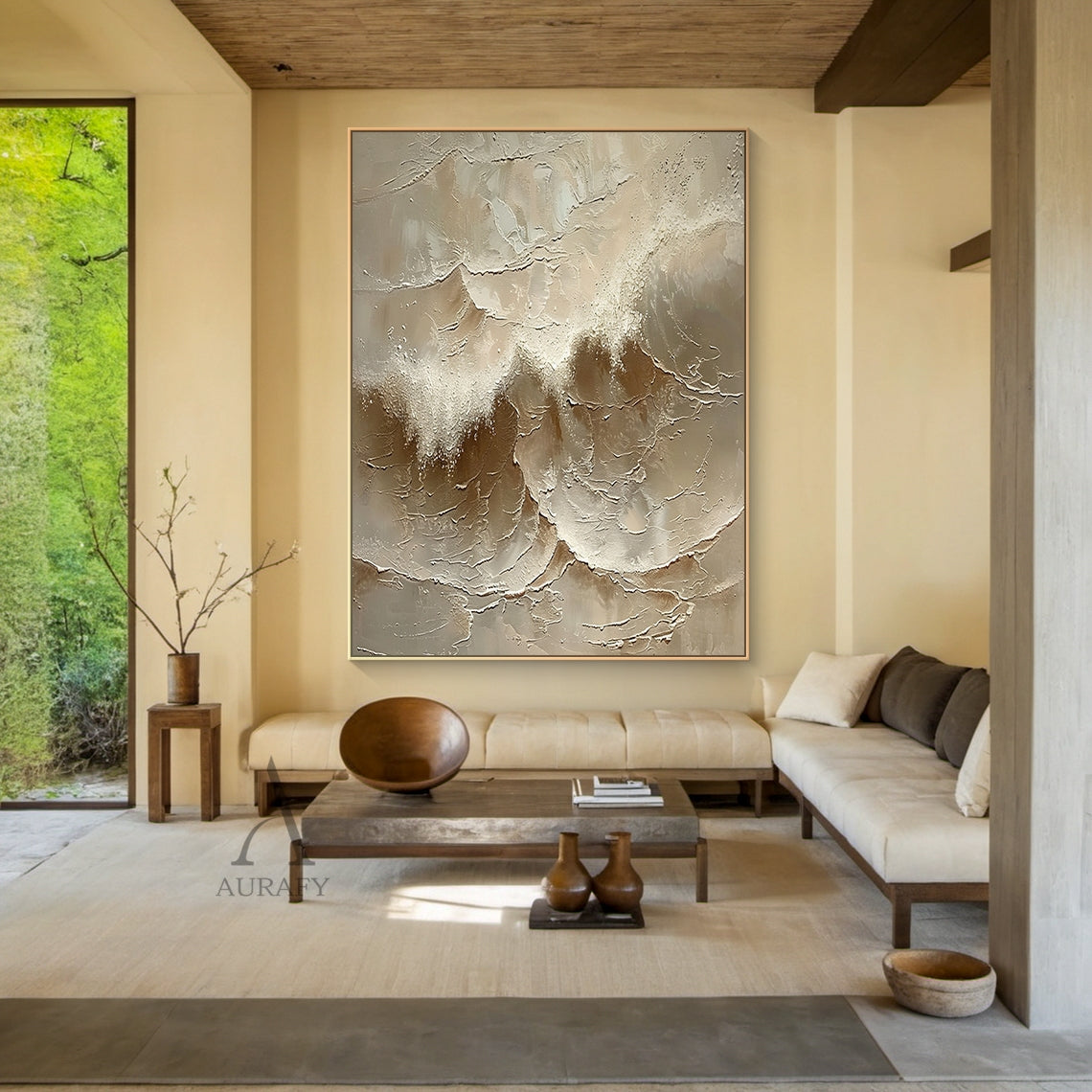 Neutral Ocean Foam Texture Wall Art - AURA682