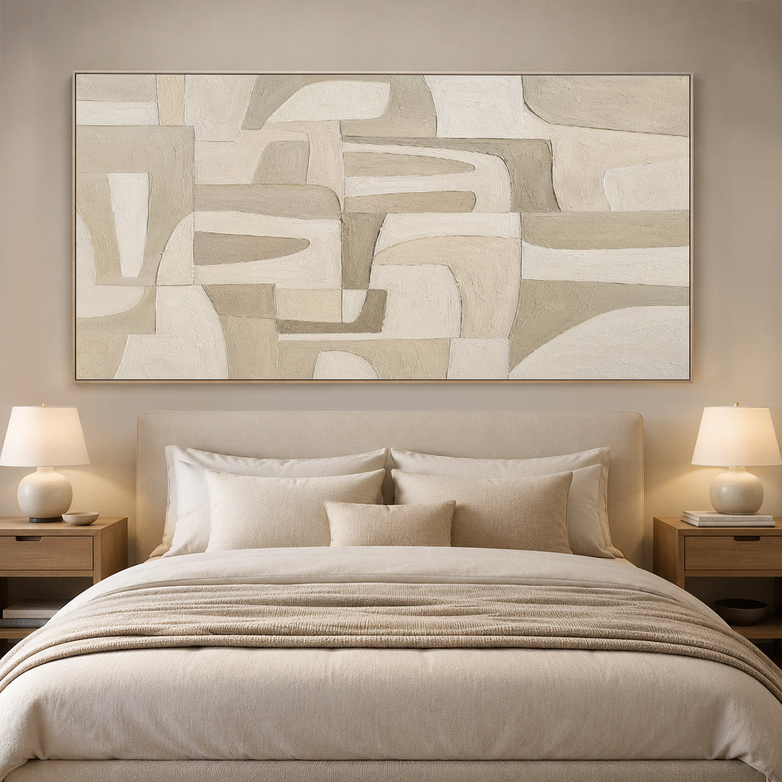 Beige Plaster Textured Japandi Minimalist Wall Art Tactile Sculpted Canvas Neutral Modern Organic Artwork AURA757