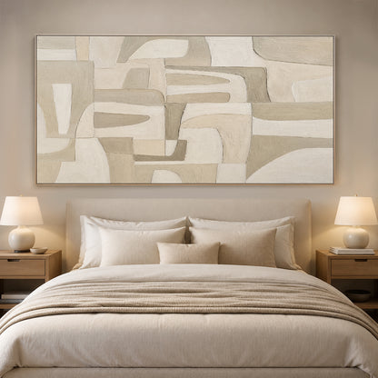 Beige Plaster Textured Japandi Minimalist Wall Art Tactile Sculpted Canvas Neutral Modern Organic Artwork AURA757
