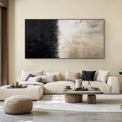 General Abstract Art White Beige Black Scratch Mottled Texture Paint Drips Modern Organic AURA482
