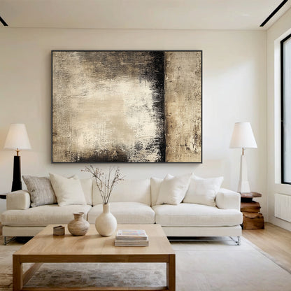 Wabi Sabi Beige Abstract Art with Handcrafted Scratch Textures Mottled Fade Layered Applications AURA584