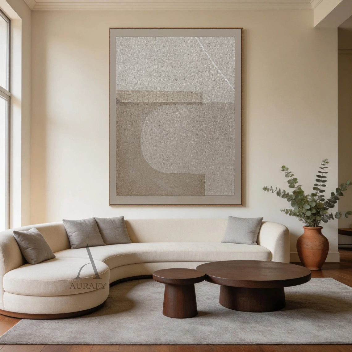 Beige Abstract Wabi-Sabi Plaster Textured Japandi Minimalist Luxe Tactile Canvas Modern Organic Wall Artwork AURA731