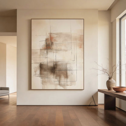 Beige General Abstract Wall Art for Home Living Room Decor AURA376