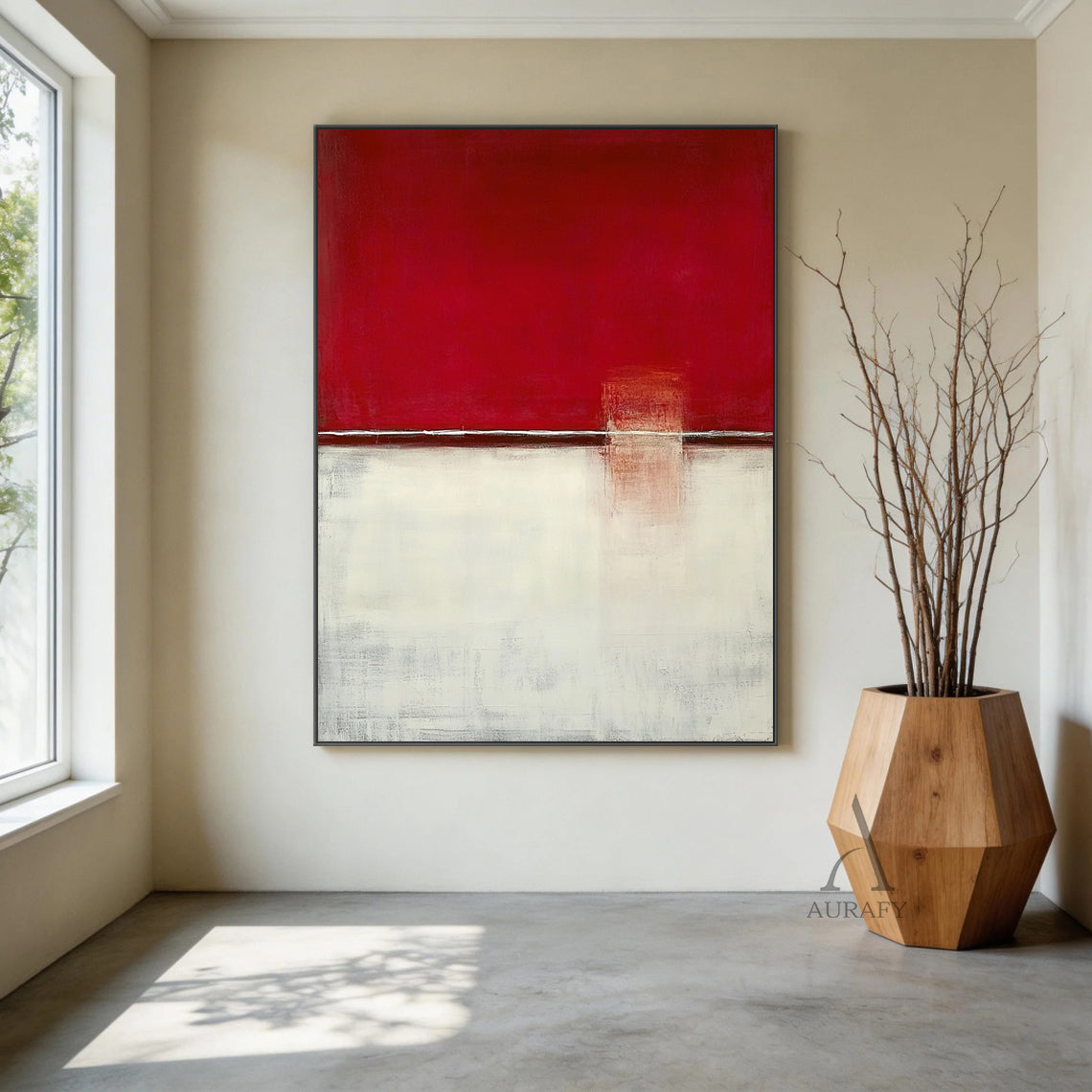 General Abstract Beige Red Wall Art for Modern Home Decor AURA347