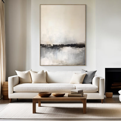 Minimalist Beige Gray Abstract Wall Art for Modern Living Room-AURA183