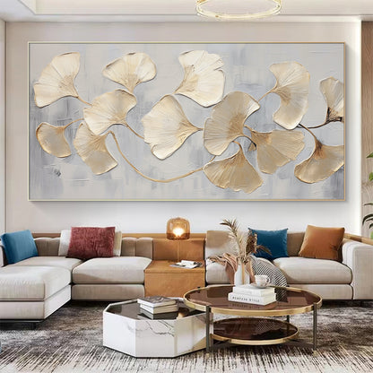 Golden Ginkgo-Yellow & Grey Spatial Field-AURA093