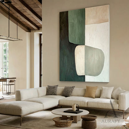 General Abstract Green Beige Wall Art for Home Decor AURA285