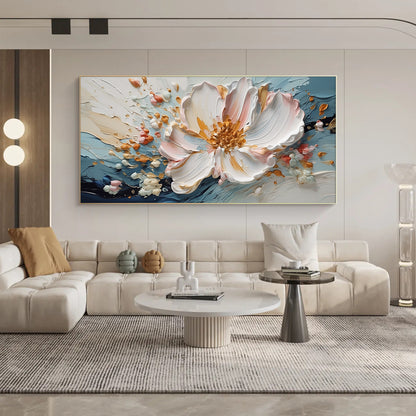 Blooming Calm-Blue & White 3D Textured-AURA062