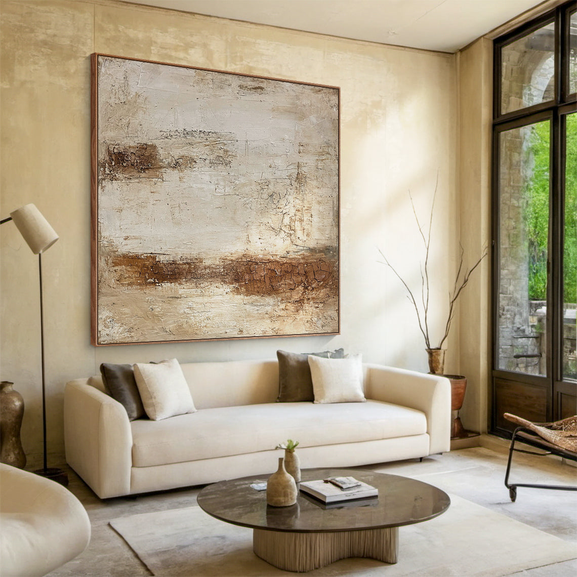 Earthbound Silence-Beige & Brown Wabi-Sabi Art-AURA073