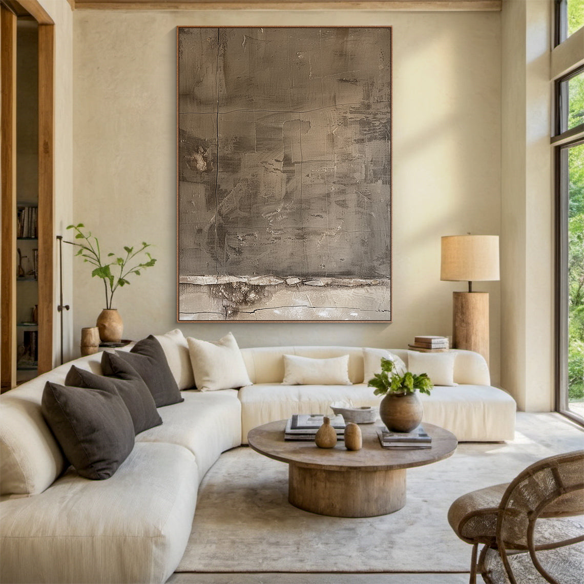 Wabi Sabi Brown Abstract Textured Wall Art Living Room Decor AURA209