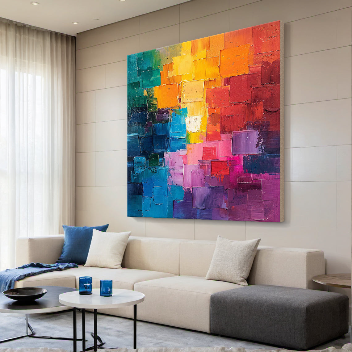 Chromatic Mosaic- Multicolor Abstract Field- AURA159