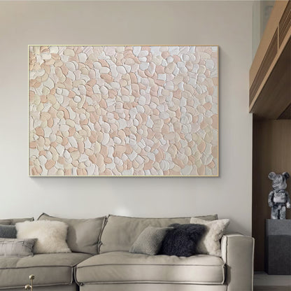 Petal Drift-Beige & Pink 3D Textured-AURA066