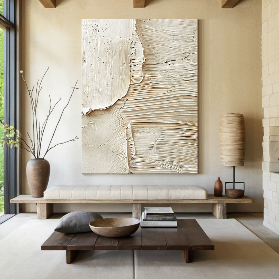 Soft Rift-Beige 3D Textured Art-AURA069