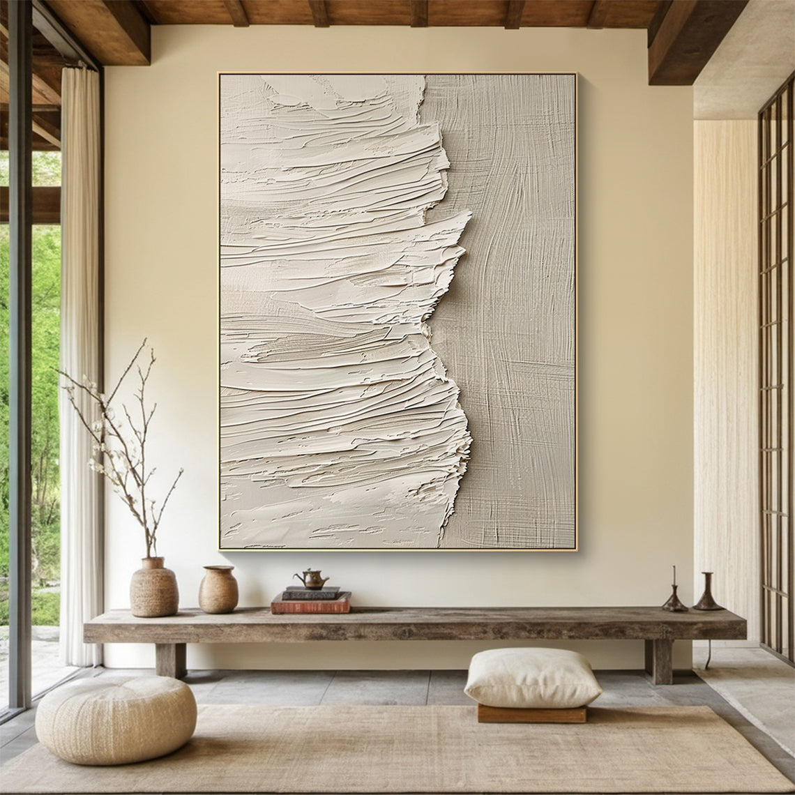 Quiet Tide-Beige Abstract Wall Art-Spatial Field-AURA085
