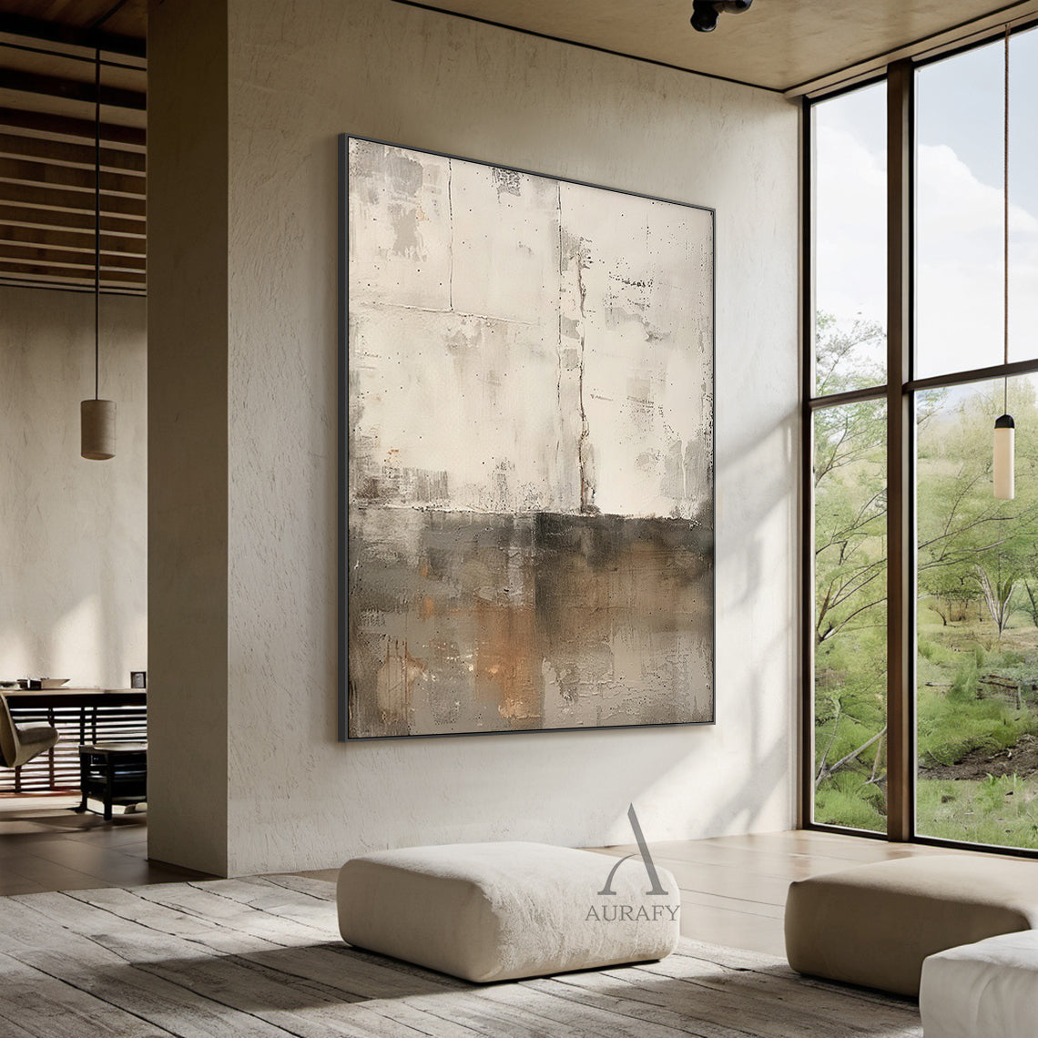 Beige General Abstract Wall Art for Modern Living Room Decor AURA287