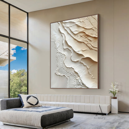 3D Textured Beige Brown Painting Modern Living Room Wall Decor AURA292