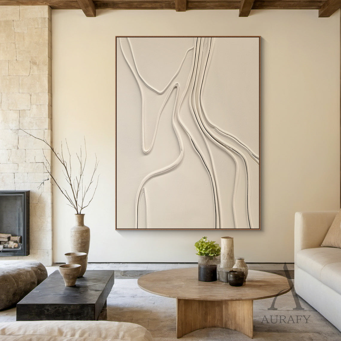Minimalist Beige Wall Art for Living Room Bedroom Home Decor AURA284