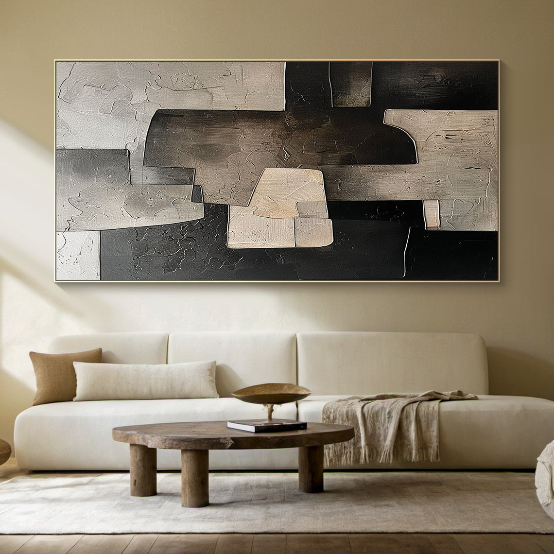 Silent Geometry-Black & Beige Spatial Field-AURA106