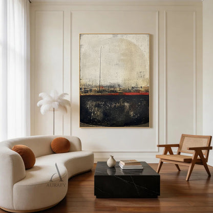 WABI SABI Beige Black Minimalist Home Decor for Living Room AURA302